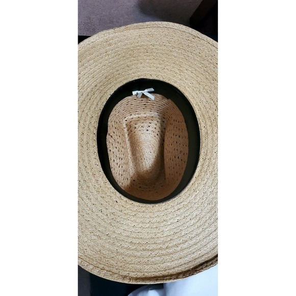 HUSH PUPPIES Mens Western Straw Cowboy Hat Band Wide Brim Feathers Sz 6 3/4 EUC - Picture 5 of 6